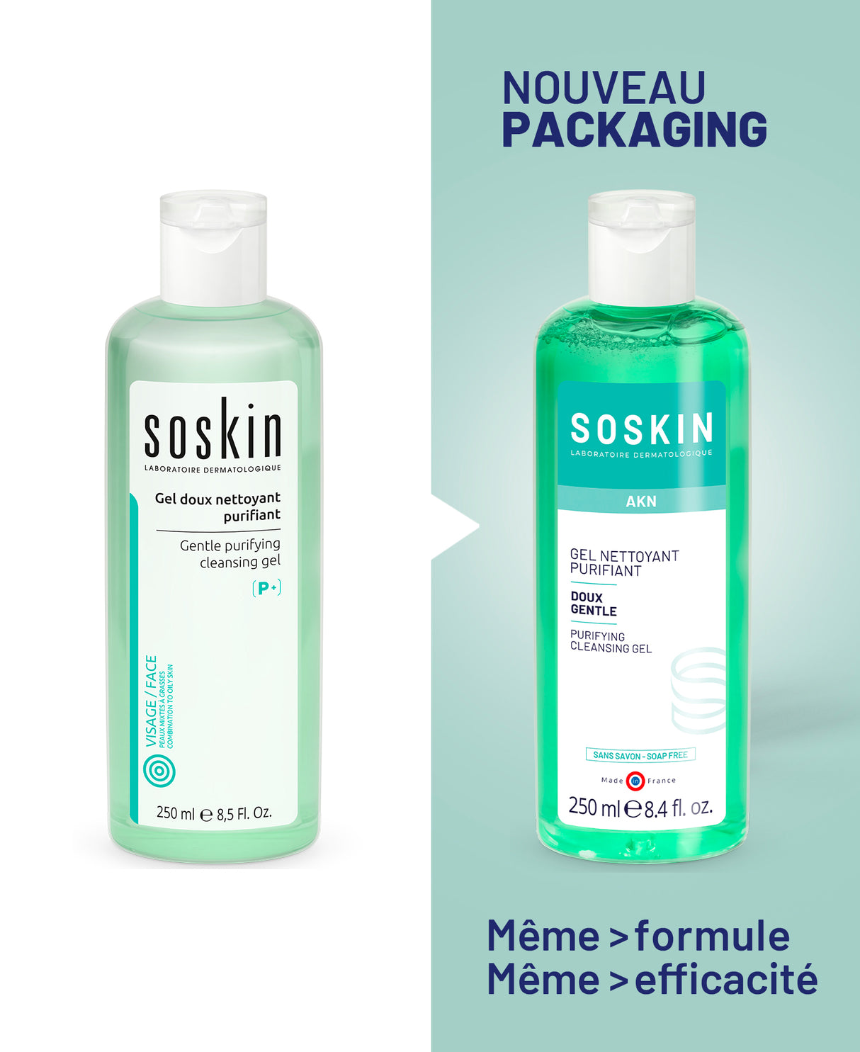 Gel nettoyant purifiant Nettoyants & Démaquillants Soskin 250ml