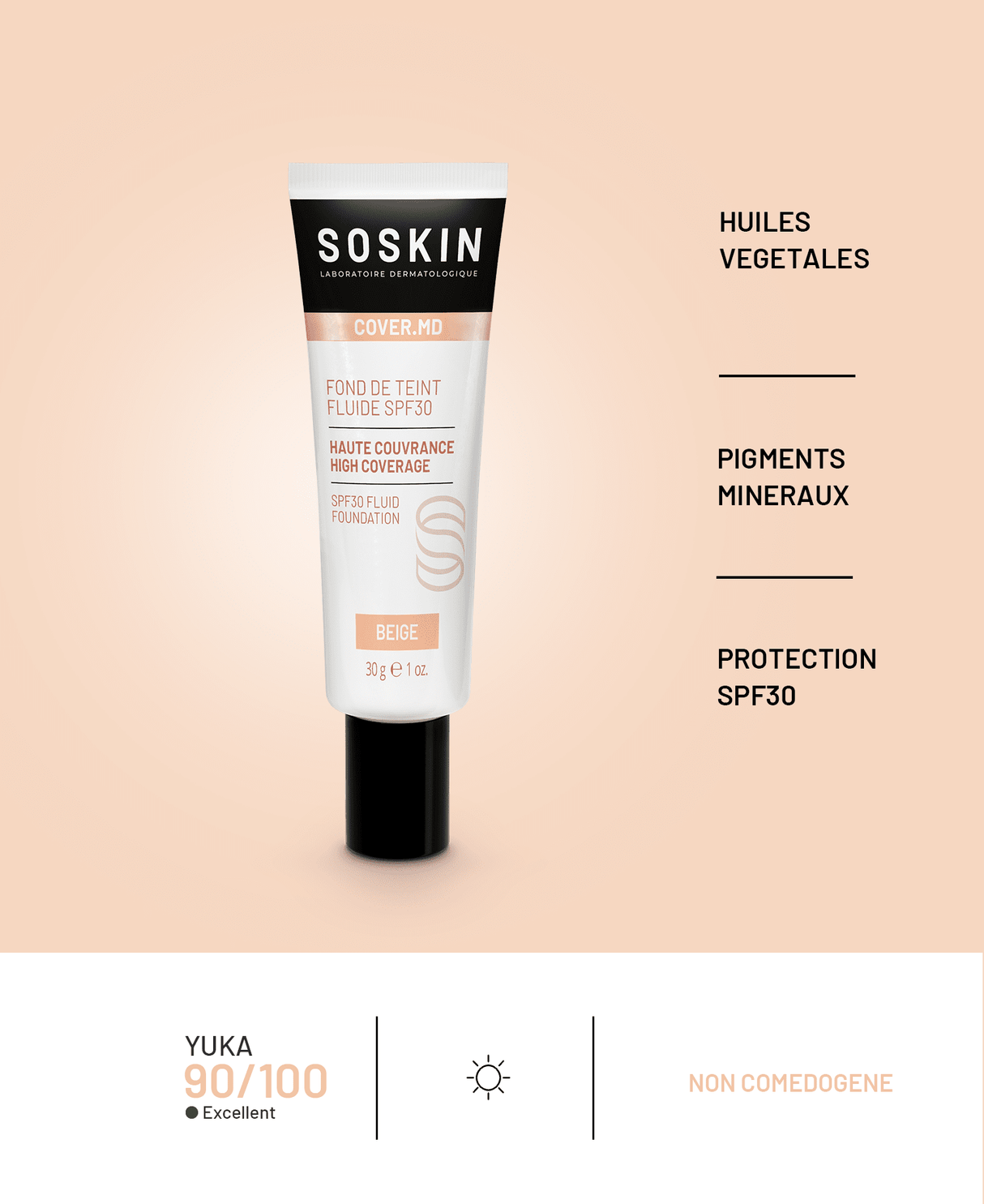 Fond de teint fluide SPF30 Soskin