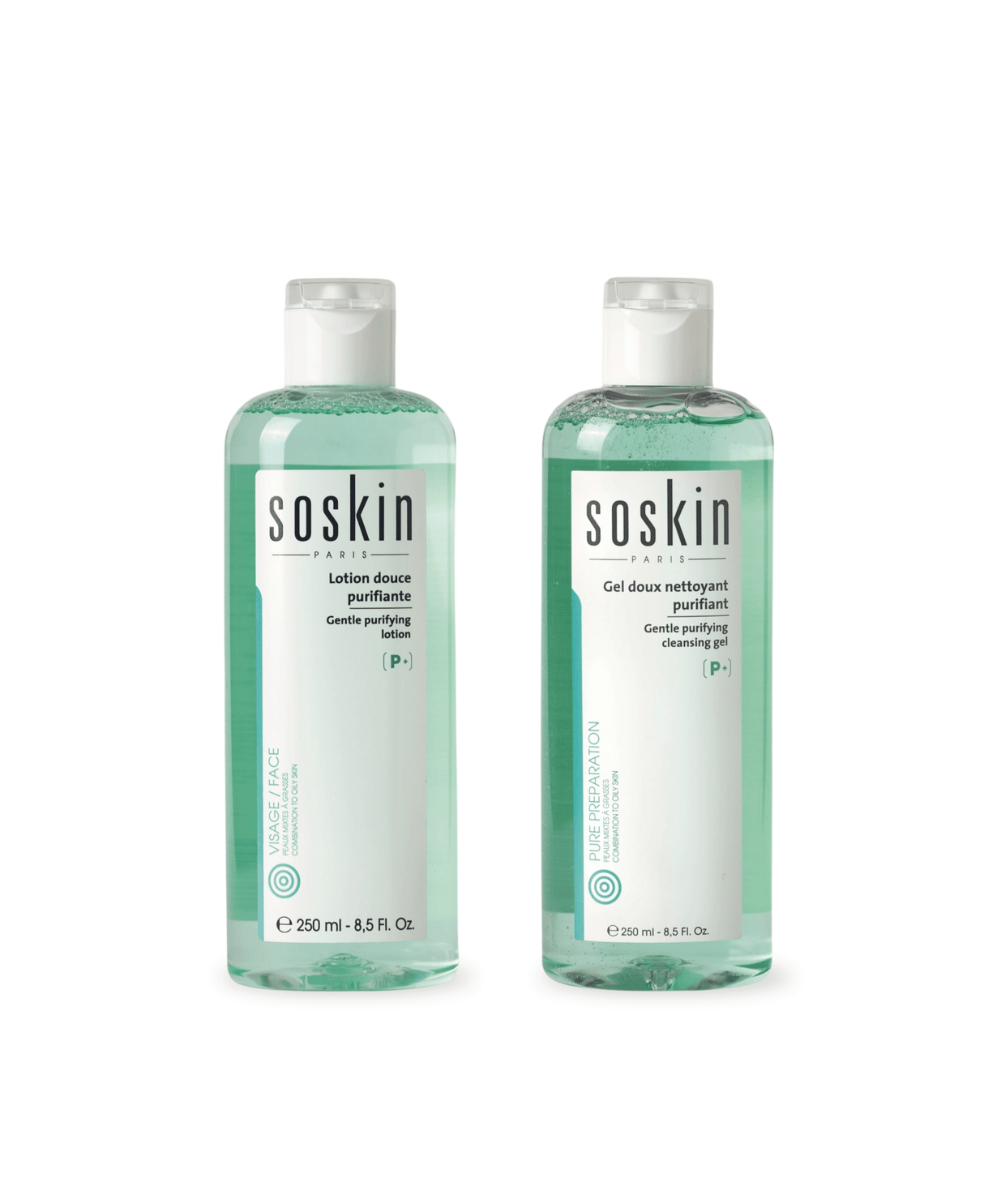 Lotion douce purifiante & Gel doux nettoyant purifiant Nettoyants & Démaquillants Soskin