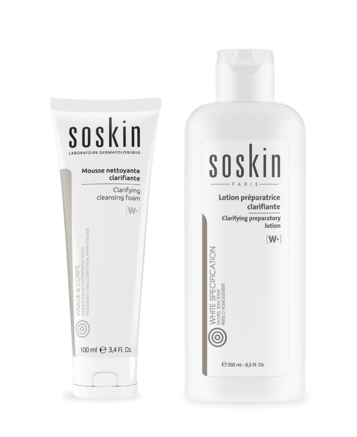 Mousse nettoyante clarifiante & Lotion préparatrice clarifiante Soin de la peau Soskin