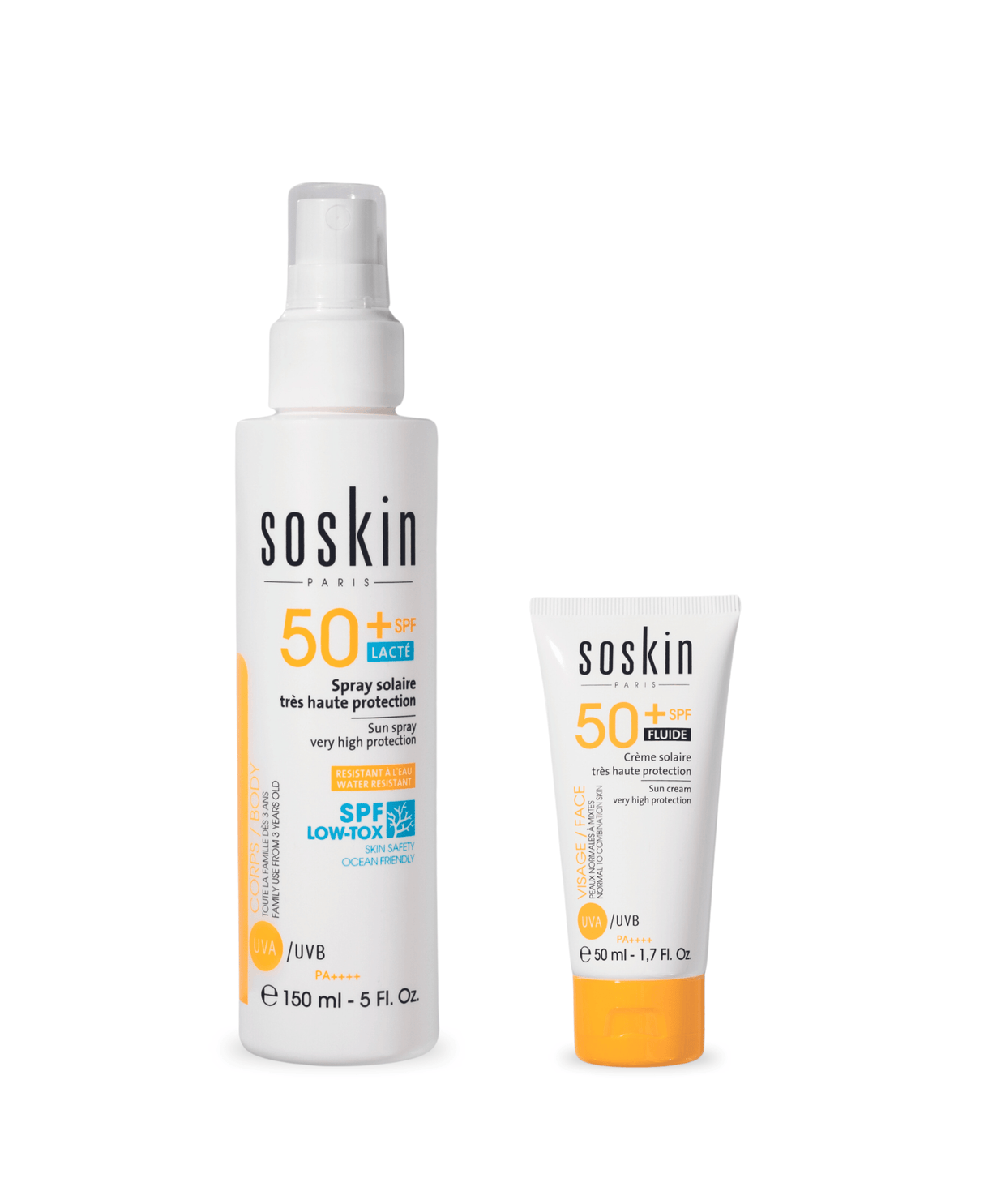 Protection solaire visage & corps SPF50+ Soins solaires Soskin