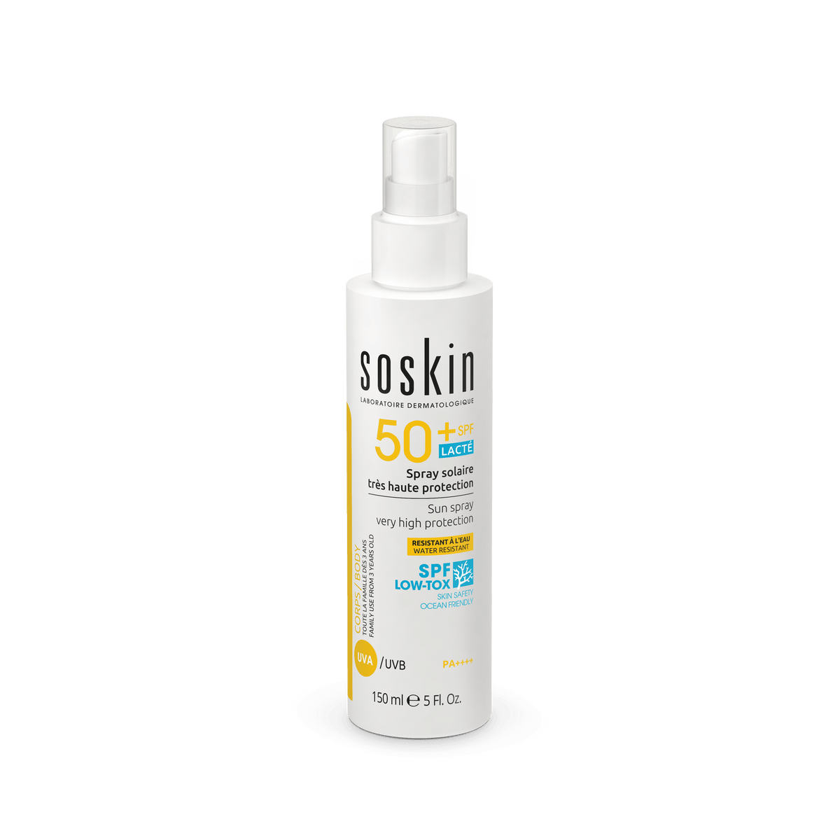 Spray solaire très haute protection SPF50+ Soins solaires Soskin