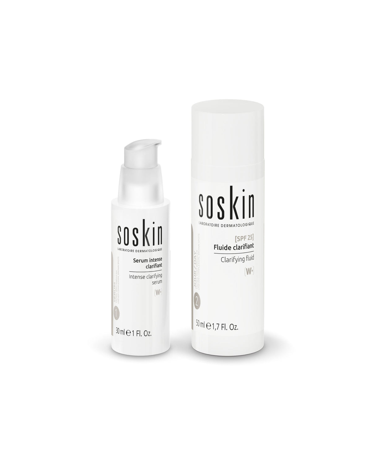 Sérum intense clarifiant & Fluide clarifiant SPF25 Soin de la peau Soskin