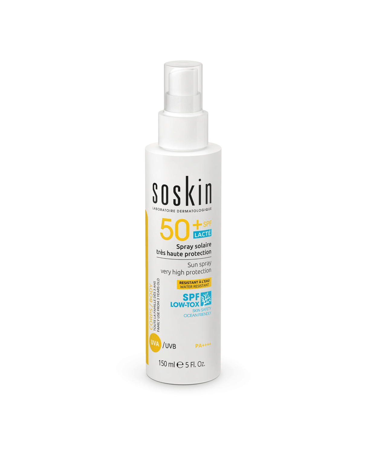 Spray solaire très haute protection SPF50+ Soins solaires Soskin