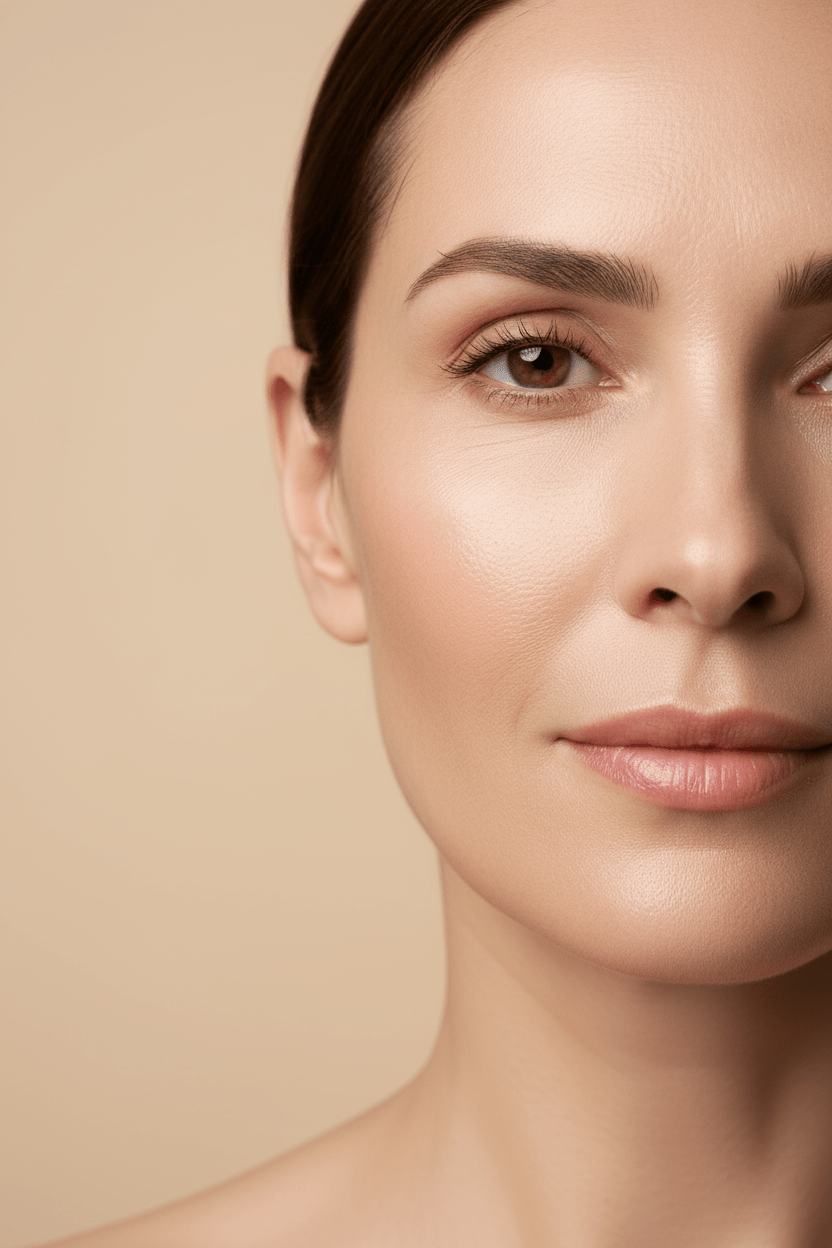 Visage de femme adulte, acné hormonale sur la mâchoire et le menton