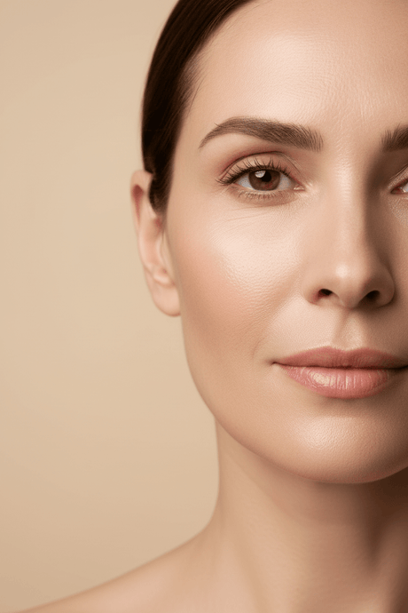Visage de femme adulte, acné hormonale sur la mâchoire et le menton