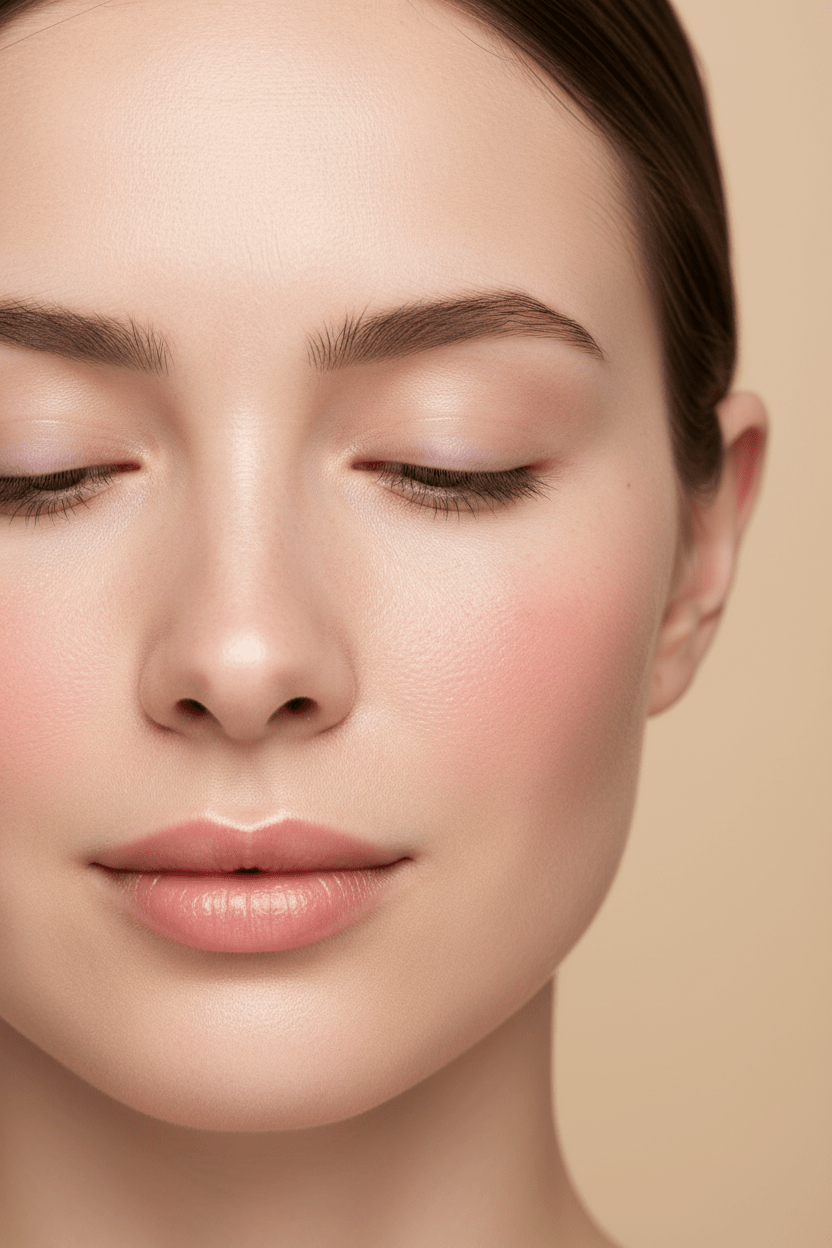 Peau du visage sans maquillage présentant des microkystes et des boutons sous la peau