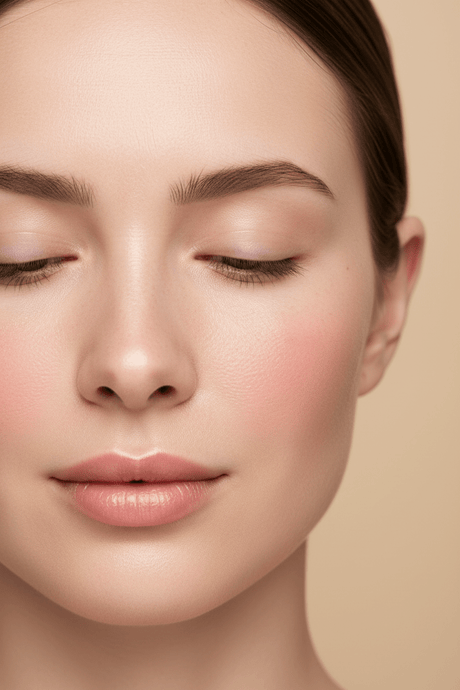 Peau du visage sans maquillage présentant des microkystes et des boutons sous la peau