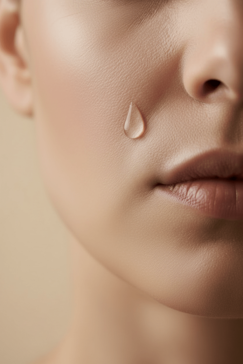 Visage à la peau hydratée et lumineuse, différence entre peau déshydratée et peau sèche