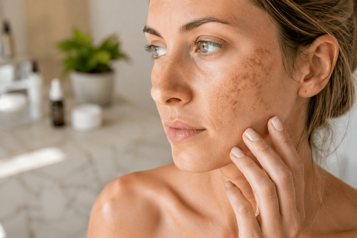 Taches brunes sur le visage après l'été, hyperpigmentation liée à l'exposition solaire