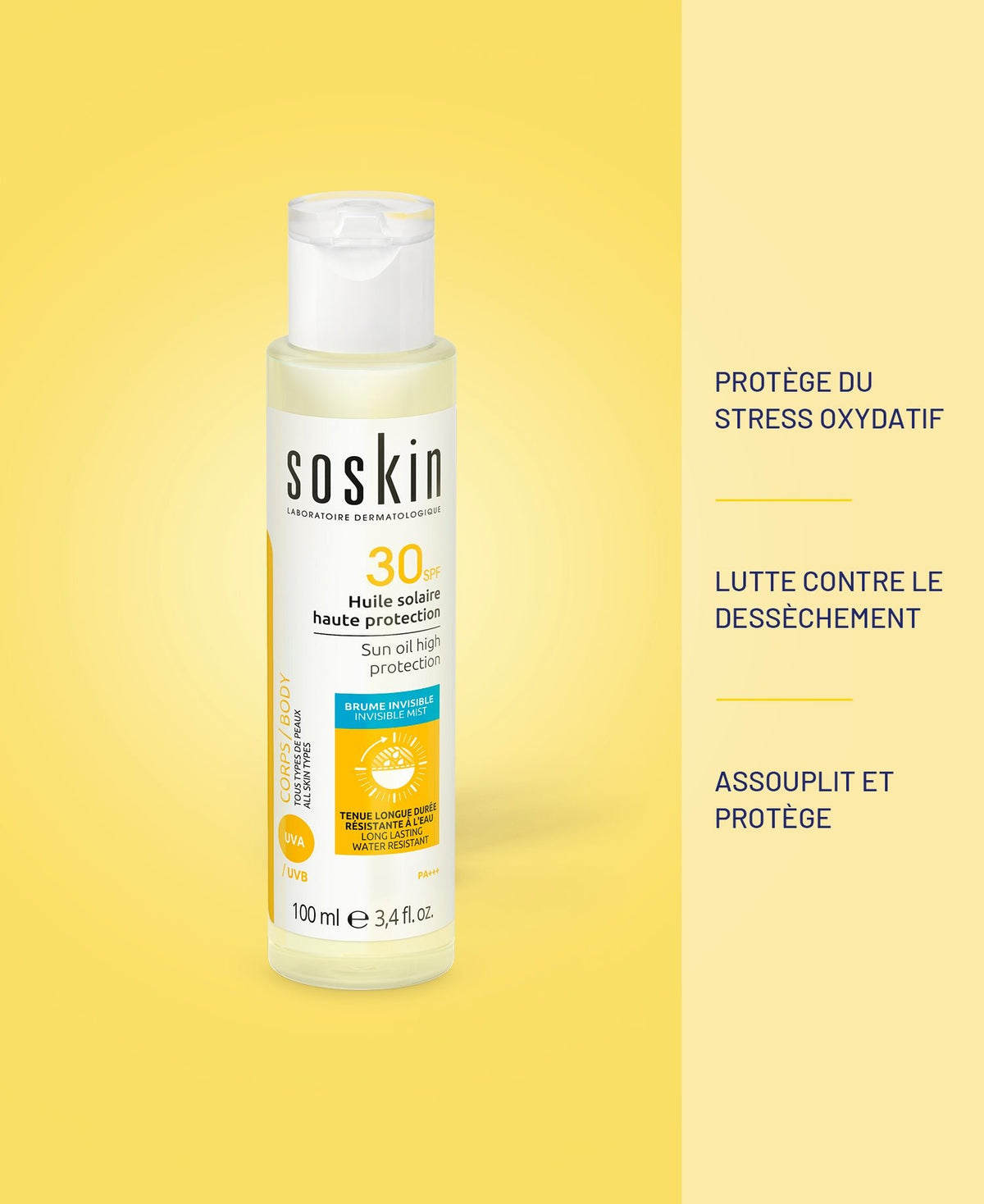 Huile solaire haute protection SPF30+